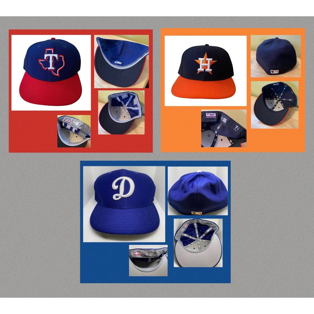 New Era 59FIFTY MLB Hat Lot Texas Rangers Houston Astros LA Dodgers Size 7 1/4